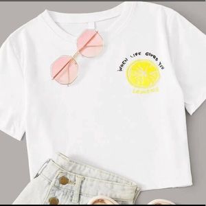 White Lemon Embroidered Crop Top